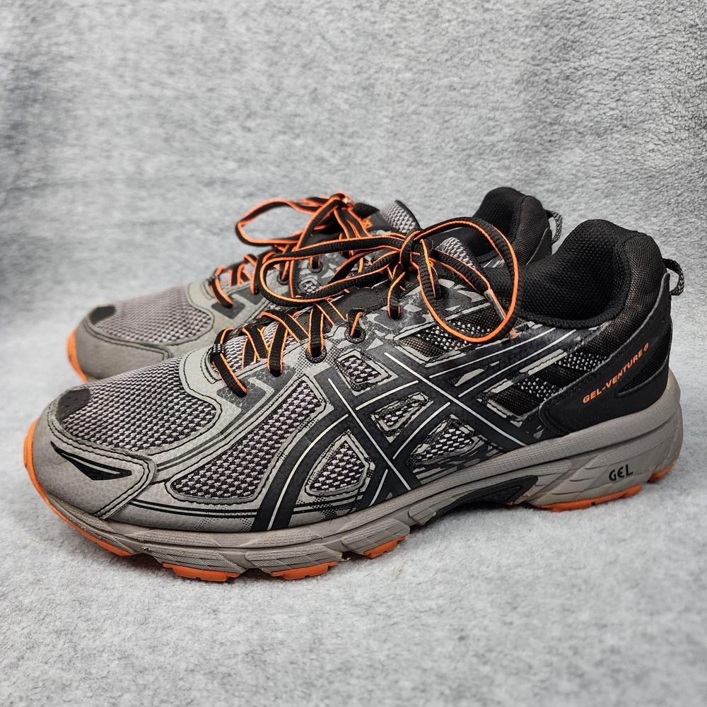 ASICS Gel-Venture 6 Shoes Mens Size 11.5 Gray Orange Trail Running Sneakers
